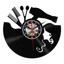 1PCS 3D Wall Clock Barber Vinyl Record Modern Design Wall Watch Barber Shop Hairdresser Wall Decor For Beauty Salon Dial Vision 2024 - buy cheap