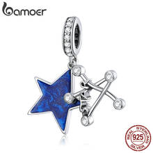 Bamoer-abalorio de estrellas de plata para Pulsera Original, accesorio de plata de ley 925, esmalte azul, SCC1771 2024 - compra barato