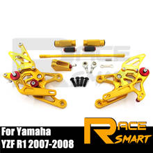 Pedaleira cnc ajustável para yamaha, acessórios para descanso dos pés ou para motocicletas, yzf r1 2007, 2008 2024 - compre barato