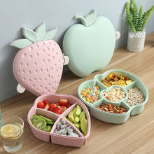 Wheat Straw Creative Plastic Candy Plate With Cover Living Room Fruit Melon Seed Compartment Dry Fruit Box 2024 - buy cheap