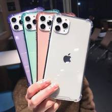 Shockproof Armor Transparent Phone Case Camera Protection Candy Color Cover Case For iPhone 12 11 Pro X Xs MAX XR 6 6s 7 8 Plus 2024 - купить недорого