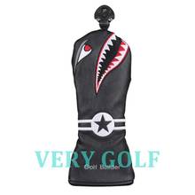 1pc Black PU Leather with Shark Embroidery Golf Club Hybrid Head Cover Golf UT Wood Headcover with No Tag 2024 - buy cheap