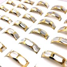 MixMax-anillo de acero inoxidable para hombre y mujer, sortija dorada de 6MM, 36 unidades, joyería de moda, lote al por mayor 2024 - compra barato