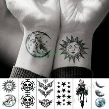 Tatuagem falsa temporária à prova d'água, adesivo de sol, lua, rosto humano, mão, braço, pé, flash, para crianças, meninas, homens 2024 - compre barato