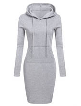 Women's Sweatshirt Dress With Drawstring 2019 Spring Long Sleeve Hooded Collar Pocket Lady Bodycon Dress Woman Clothing Vestidos 2024 - buy cheap