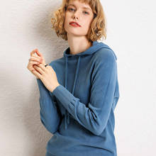 Бренд thoshine весенне-осенние женские шерстяные свитера с капюшоном пуловеры вязаные толстовки однотонные вязаные женские джемперы верхняя одежда 2024 - купить недорого