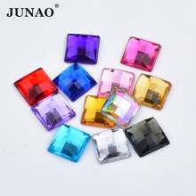JUNAO-diamantes de imitación cuadrados de colores mezclados, 8, 10, 12 y 16mm, aplique con parte trasera plana, pegamento de diamante en piedras de cristal para ropa 2024 - compra barato