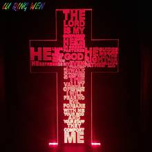 Luz Nocturna Led con forma de cruz para regalo, Salmo 23, el Señor es mi pastor, regalo 2024 - compra barato