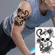 Waterproof Temporary Tattoo Sticker Creative Snake Skull Flower Fake Tatto Flash Tatoo Hand Arm Foot Body Art for Men Women 2024 - buy cheap