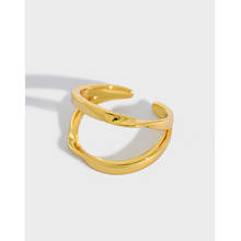 Шанис 925 пробы серебро Открытое кольцо в Корейском стиле ins минималистский двухслойная с переплетенными линиями Античные кольца для свадьбы Для женщин, не вызывает аллергию 2024 - купить недорого
