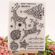 Christmas Deer Lace Clear Stamps For DIY Scrapbooking/Card Making/Album Decorative Rubber Stamp Crafts 2024 - buy cheap
