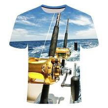 Мужская футболка с коротким рукавом и круглым вырезом, Повседневная футболка с 3D-принтом рыбы, лето 2021 2024 - купить недорого