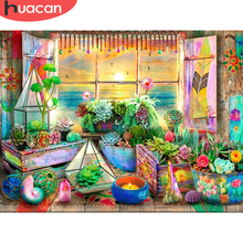 HUACAN-Kit de pintura de diamante 5D DIY, bordado de diamantes de paisaje, flor, playa, puesta de sol, mosaico de diamantes de imitación, decoración para el hogar 2024 - compra barato