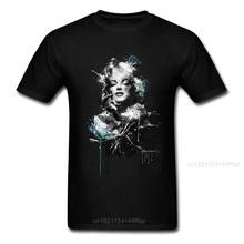 Camiseta negra de manga corta para hombre, camisa Sexy de manga corta con cuello redondo, estampado de pintura de acuarela, Marilyn Monroe, 3XL 2024 - compra barato