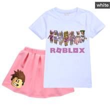 Chándal de algodón para niñas, conjuntos de ropa de verano, ropa de ROBLOXing, Camiseta de cuello redondo + trajes de falda, Año Nuevo, 2021 2024 - compra barato