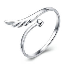 Простое медное посеребренное милое Открытое кольцо для женщин в Корейском стиле кольцо с крыльями ангела ювелирные изделия подарок 2024 - купить недорого
