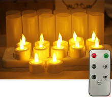 Conjunto de 12 led recarregável luz chá tealight flameless vela luz 7key controle remoto com função temporizador festa de natal casamento 2024 - compre barato