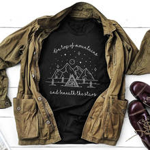 Camiseta feminina estética, camiseta de verão para acampamento, vintage e da natureza 2024 - compre barato