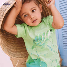 Little Maven-ropa de verano para niños de 2 a 7 años, camisetas con estampado de tortuga marina, camisetas verdes de algodón de marca, 2021 2024 - compra barato