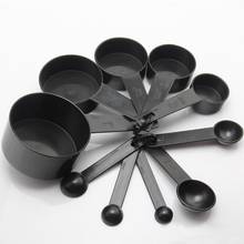 Black Plastic Measuring Cups Measuring Spoon Sets Kitchen Tools Measuring Set For Baking Coffee Tea Tools 10pcs/lot 2024 - buy cheap