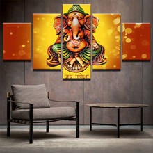 Fashion For Living Room Poster Style Wall 5 Panel Elephant God Abstract Canvas Art Cuadros framework Decoration Paintings 2024 - buy cheap