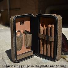 COHIBA-humidificador de cigarros de grano de avestruz gris, apto para Cuba, Habanos, 4 cigarros, máx. 57, anillo con encendedor, cortador de cigarros 2024 - compra barato