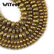 WLYeeS Natural Stone Plating Antique Gold volcanic lava beads 6 8 10mm Loose beads For DIY Jewelry Bracelet Making accessories 2024 - buy cheap