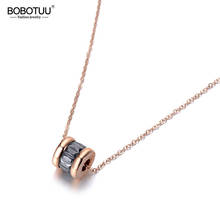 BOBOTUU Classic Cubic Zirconia Circle Chokers Necklaces Roman Numeral Gold Color Stainless Steel Female Pendant Jewelry BN19023 2024 - buy cheap