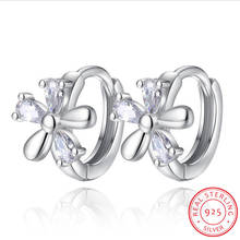 Exaggerated 925 Sterling Silver CZ Plum blossom Flower Hoop Earrings For Women Girl Fashion Piercing Huggie Earring oorbellen 2024 - compra barato
