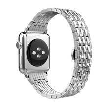 Pulseira de aço inoxidável para apple watch se/6/5/4/3/2/1 banda 40mm 38mm 42mm 44mm iwatch banda 38mm 40mm diamante pulseira pulseira 2024 - compre barato