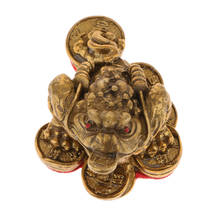 Figura de latón dorado con monedas para decoración Feng Shui, estatua de sapo de la suerte, rana de 3 patas, fortuna, riqueza, dinero, para la tienda del hogar 2024 - compra barato