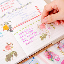 6 folha/pacote kawaii menina papel adesivo diário flor nota adesivo presente multifunções papel planta deco adesivo conjunto 2024 - compre barato