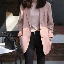 eDressU 2022 Women Pink Blazer Jacket Korean Black Casual Suit Spring Jacket Single Breasted Office Business Outwear ZX-7 2024 - buy cheap
