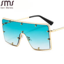 Gafas de sol cuadradas Vintage para hombre y mujer, lentes de sol cuadradas overizadas con montura de Metal, Retro, de una pieza, de lujo, UV400, 2021 2024 - compra barato