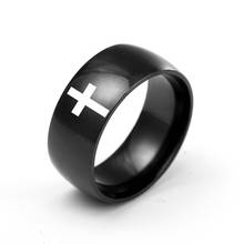 MOREDEAR8mm 316 Titanium Ring Black Cross Ring Christian Jesus Christ Lord Prayer for Men and Women 2024 - buy cheap