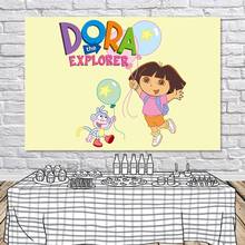 Dora the Explorer Photography Backdrop Kids Birthday 7x5ft Vinyl Photo Booth Background Balloons Yellow Vinyl Canvas 2024 - buy cheap