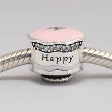 S925 Silver  Bead Happy Birthday Cake Charm fit Lady Bracelet Bangle DIY Jewelry 2024 - buy cheap