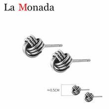 Vintage Real 925 Sterling Silver Twist Rope Knot Stud Earrings Push Back for Women Girls Korean Party Jewellery Accessories 2024 - buy cheap