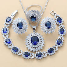 Sunflower Jewelry Sets  Clip Earrings Rings With Cubic Zirconia Blue Necklace And Bracelet Women Wedding Dress Costume Sets 2024 - buy cheap