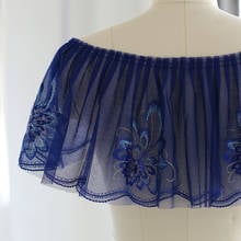 20cmx100cm Dark Blue Eggplant Double-Layer Mesh Embroidery Pleated Lace Handmade DIY Lengthened Skirt 2024 - buy cheap