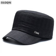 SILOQIN Men's Flat Cap Winter Warm Earmuff Hat Army Military Hats Male Bone Adjustable Head Size Fashion Brands Cap Dad Hats New 2024 - buy cheap