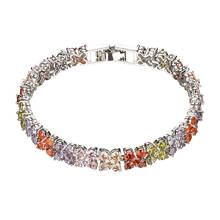 Conjunto de pulsera de circonita AAA de Europa América para mujer, pulsera contraída de cobre blanco, joyería para regalo de cumpleaños, 2020 2024 - compra barato