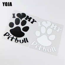 Yoja 15x19.8cm eu amo meu pitbull vinil decalque dos desenhos animados do cão pegadas carro adesivo ZT2-0138 2024 - compre barato