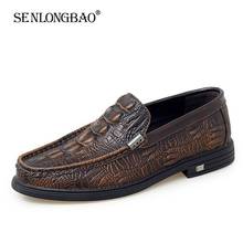 Sapatos de couro genuíno de crocodilo masculinos, calçado casual feito a mão para dirigir, tamanho grande 38-47, novo, 2020 2024 - compre barato