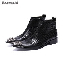 Batzuzhi Luxury Handmade Ankle Boots Men Black Genuine Leather Dress Boots Shoes Business Party Footwear chaussure homme, US6-12 2024 - buy cheap