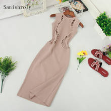 Sanishroly 2020 Summer Autumn Women Bodycon Long Dress Slim Hollow Out Knitted Dress Female Sheath Sleeveless Tank Dresses CD012 2024 - buy cheap