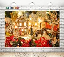 GFUITRR Christmas Village Backdrop Festival Holiday Decoration Background White Snow Toy Horse Vinyl Photo Decorate Studio Props 2024 - buy cheap