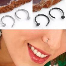 Fashion Piercing Jewelry 10Pcs/Lot Stainless Nose Hoop Nose Rings Clip Body Fake Piercing Black Silver Color For Women 2024 - buy cheap