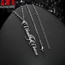Auxauxme Personalized Signature Name Necklace Vertical Handwriting Nameplate Pendant Stainless Steel Necklace Women Jewelry 2024 - buy cheap