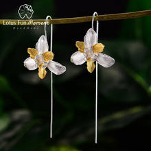 Lotus Fun Moment Iris Flower Dangle Earrings Real 925 Sterling Silver Creative Designer Fine Jewelry Earrings for Women Bijoux 2024 - buy cheap